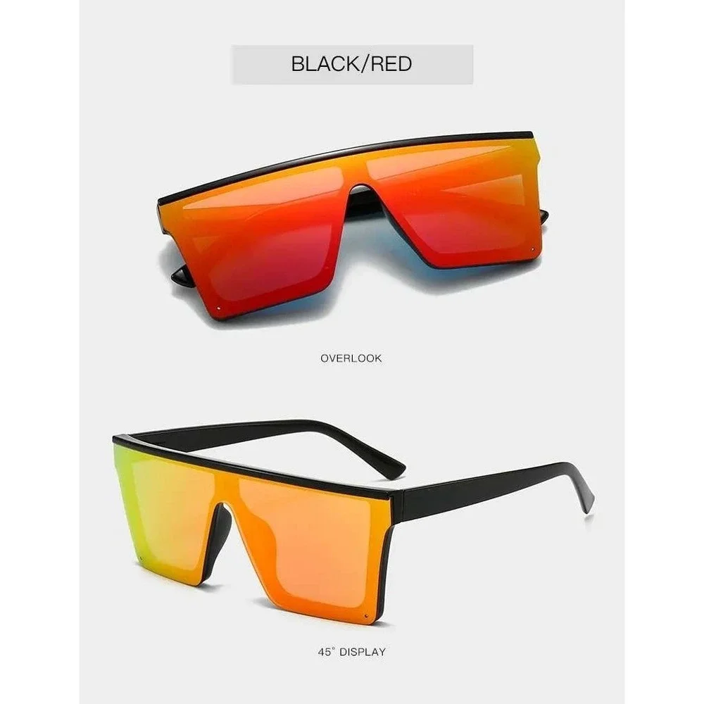 OVERSIZED RETRO MODERN SHIELD Style Party Club SUN GLASSES Large Big‎ Red Lentes